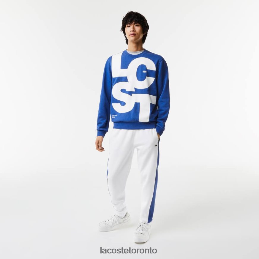 Clothing Lacoste Classic Fit Contrast Lettering Cotton Sweatshirt Blue Men Z60BPR1042