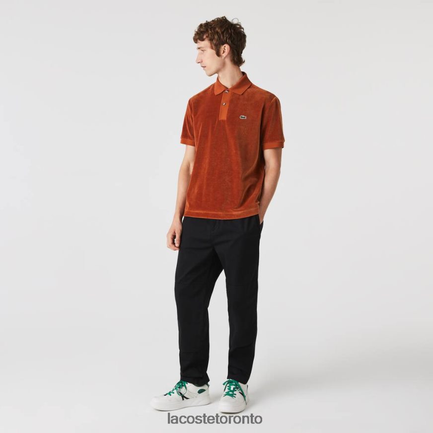 Clothing Lacoste Classic Fit Cotton Velvet Polo Brown Men Z60BPR739