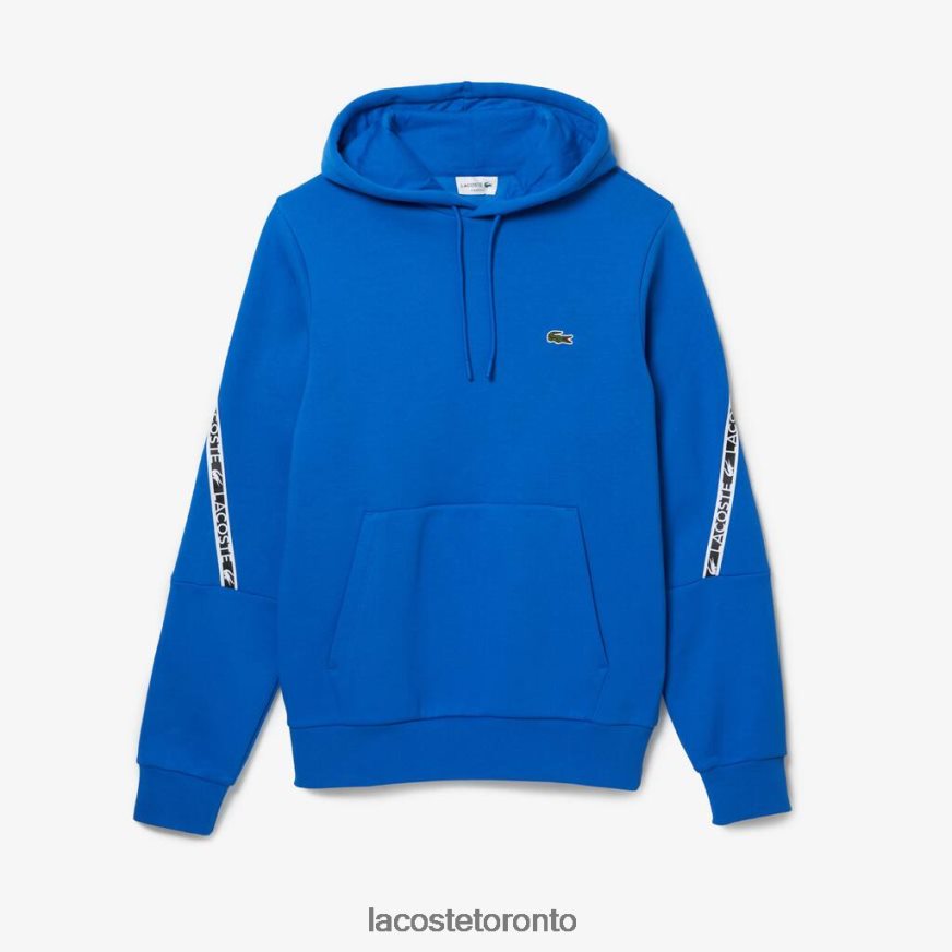 Clothing Lacoste Classic Fit Printed Bands Hooded Sweatshirt Blue Men Z60BPR1282