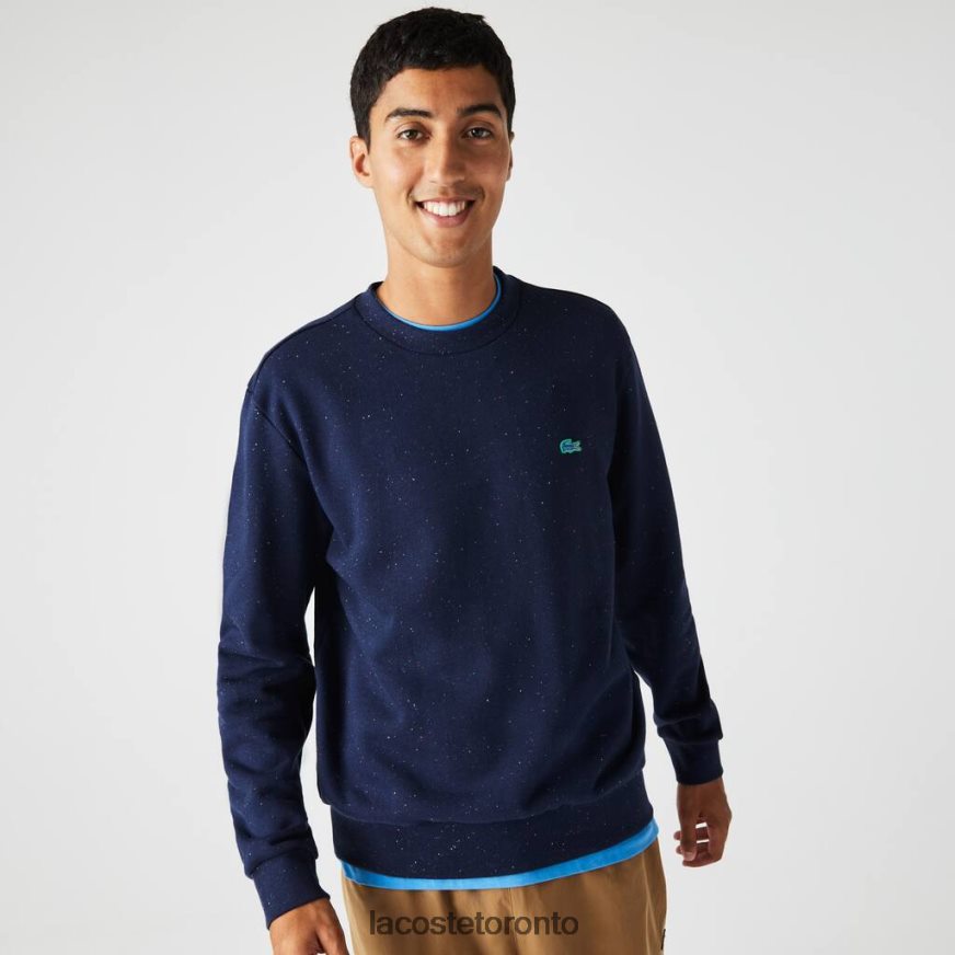 Clothing Lacoste Classic Fit Speckled Print Fleece Sweatshirt Navy Blue Men Z60BPR965