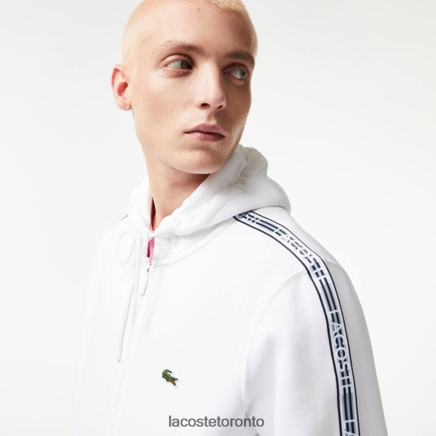 Clothing Lacoste Classic Fit Zipped Hoodie with Brand Stripes White Men Z60BPR12