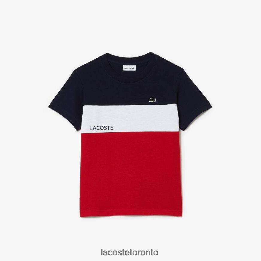 Clothing Lacoste Color-Block Cotton Jersey T-Shirt Navy Blue/White/Red Kids Z60BPR3180