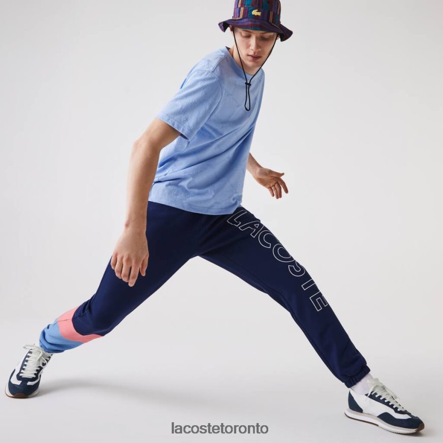 Clothing Lacoste Color-Block Fleece Trackpants Blue/Pink Men Z60BPR1189