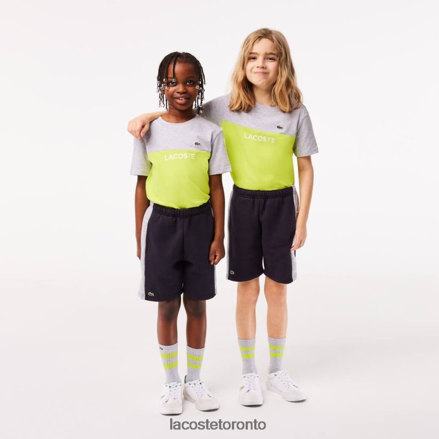 Clothing Lacoste Color-Stripe Organic Cotton Shorts Navy Blue/Grey Chine Kids Z60BPR3089