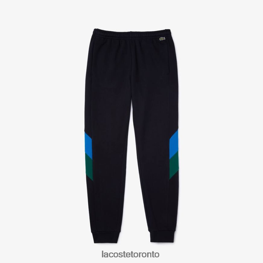 Clothing Lacoste Colorblock Bands Cotton Fleece Jogging Pants Navy Blue/Blue/Green Men Z60BPR1090