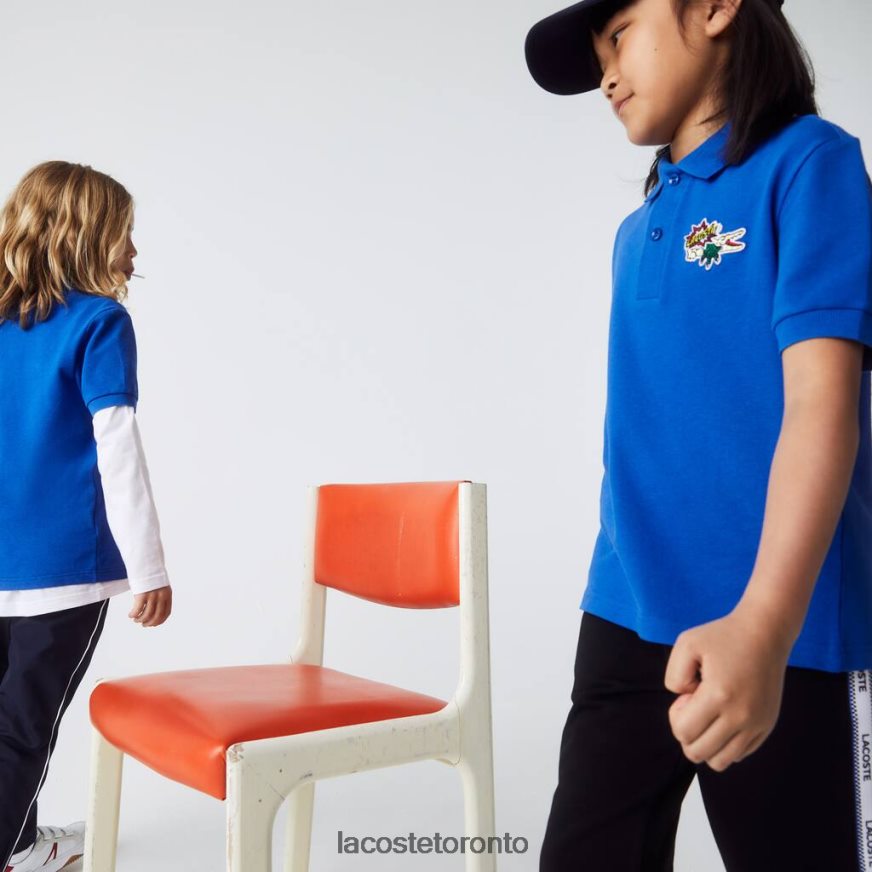 Clothing Lacoste Comic Badge Organic Cotton Pique Polo Blue Kids Z60BPR3145