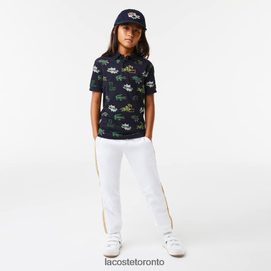 Clothing Lacoste Comic Effect Crocodile Print Polo Navy Blue Kids Z60BPR2955