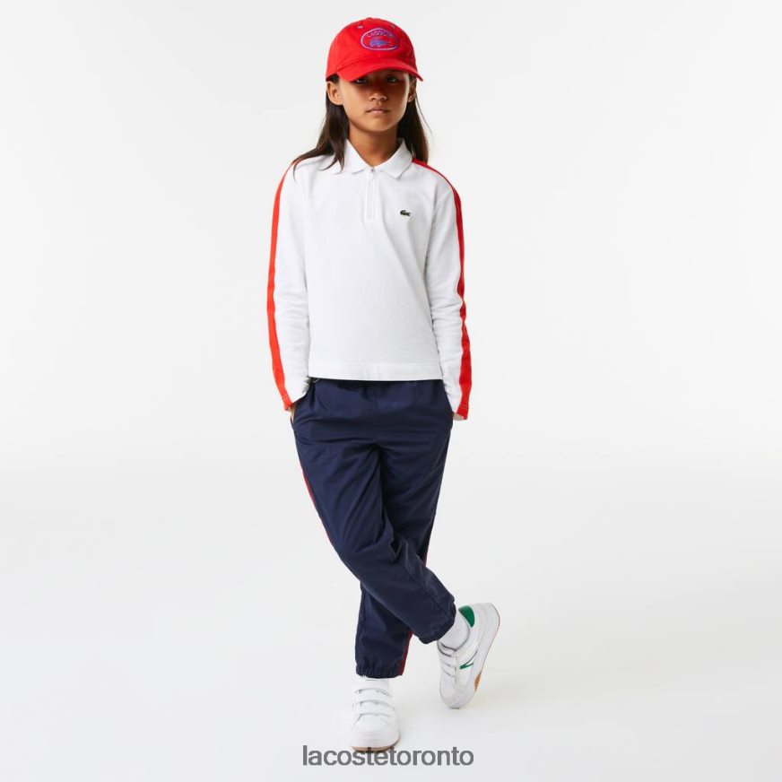 Clothing Lacoste Contrast Band Zip Polo White/Red Kids Z60BPR3144