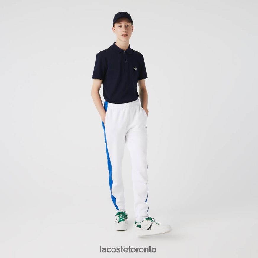 Clothing Lacoste Contrast Bands Trackpants White/Blue Men Z60BPR1060