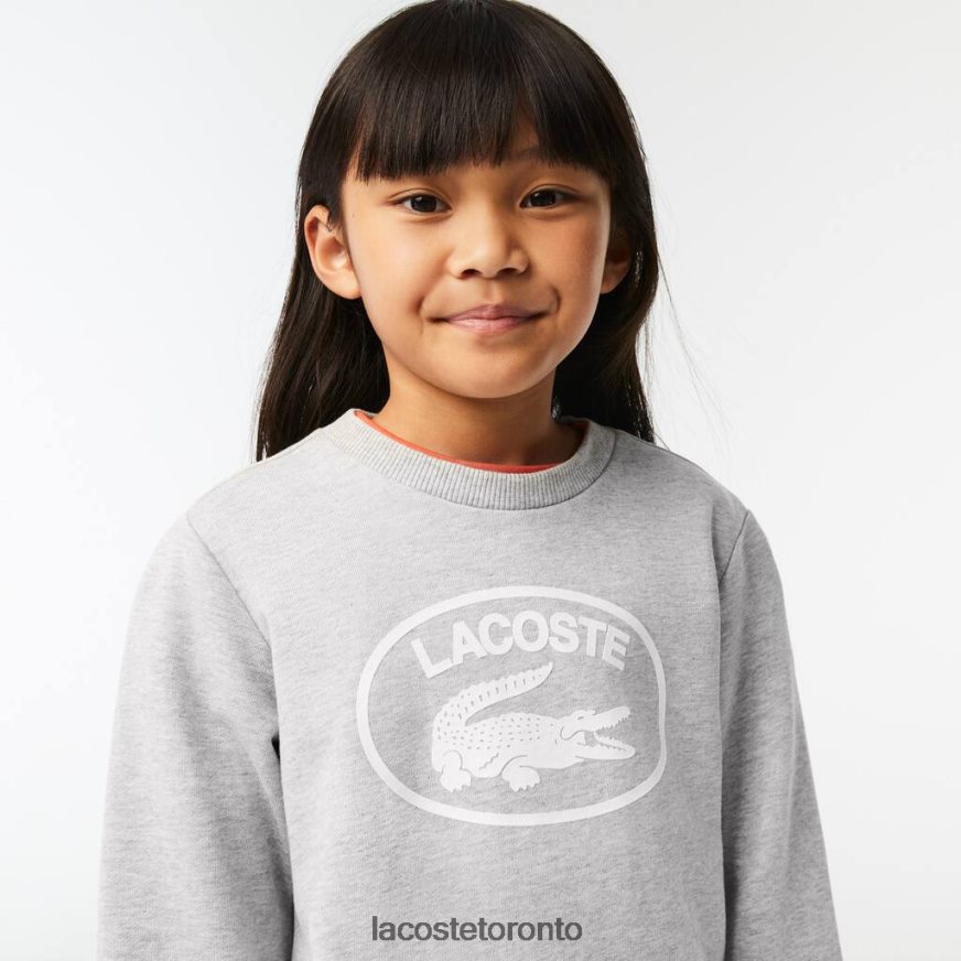 Clothing Lacoste Contrast Branded Colorblock Sweatshirt Grey Chine/White Kids Z60BPR3058