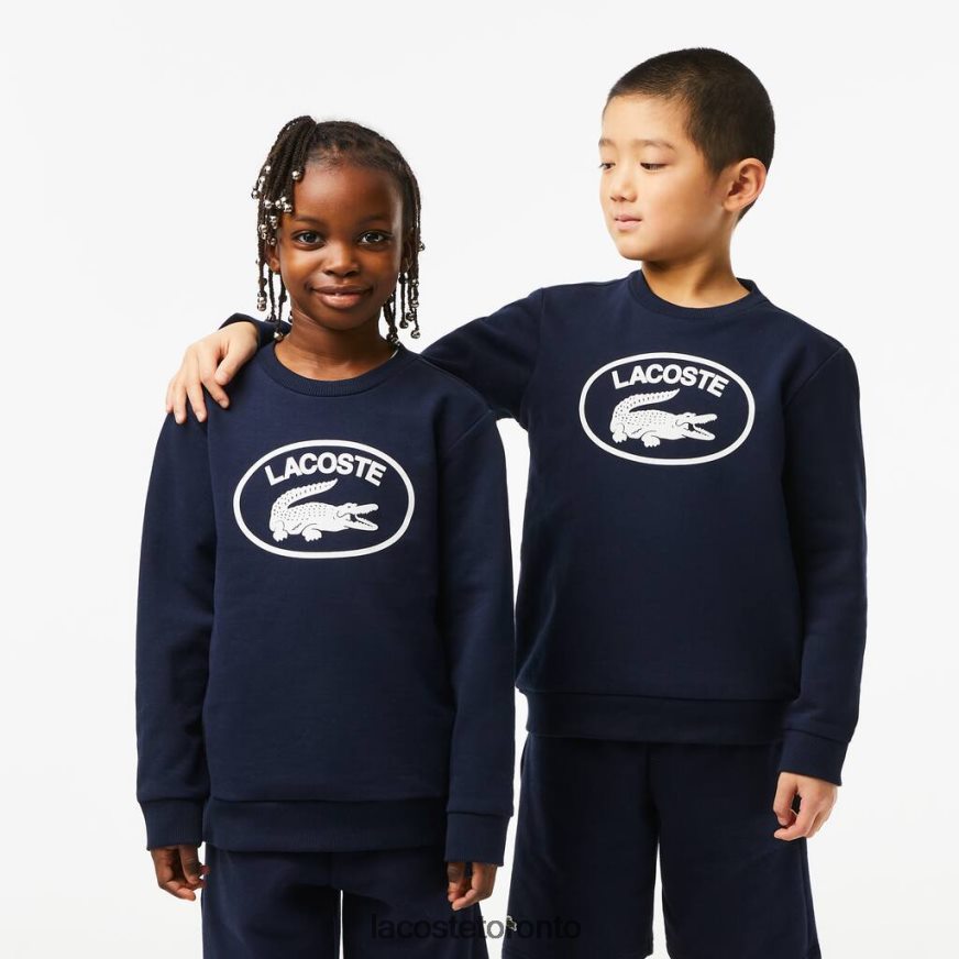 Clothing Lacoste Contrast Branded Colorblock Sweatshirt Navy Blue/White Kids Z60BPR3055