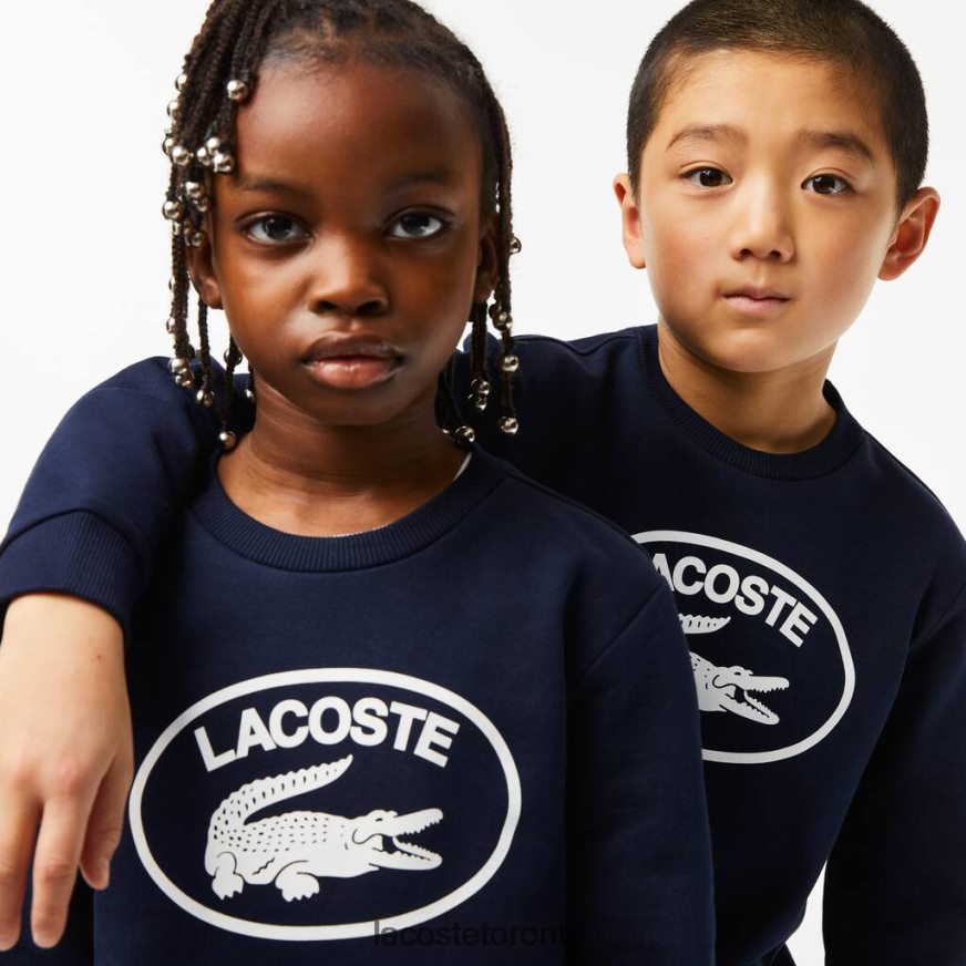 Clothing Lacoste Contrast Branded Colorblock Sweatshirt Navy Blue/White Kids Z60BPR3055