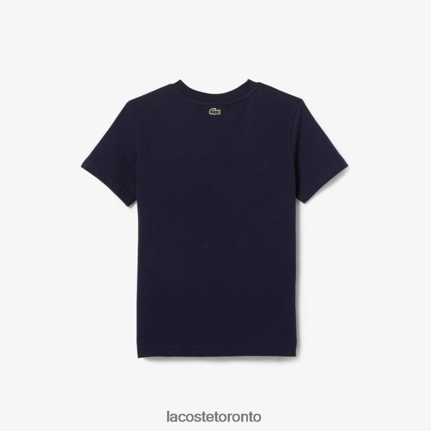 Clothing Lacoste Contrast Branded Cotton Jersey T-Shirt Navy Blue Kids Z60BPR3134