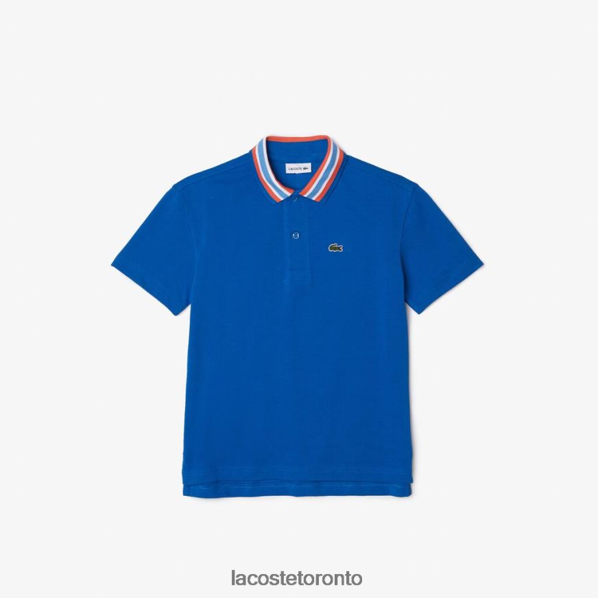 Clothing Lacoste Contrast Collar Branded Polo Blue/White Kids Z60BPR3033