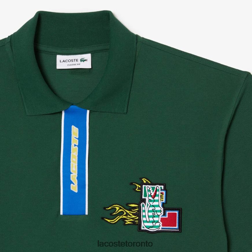 Clothing Lacoste Contrast Placket And Crocodile Badge Polo Green Men Z60BPR634