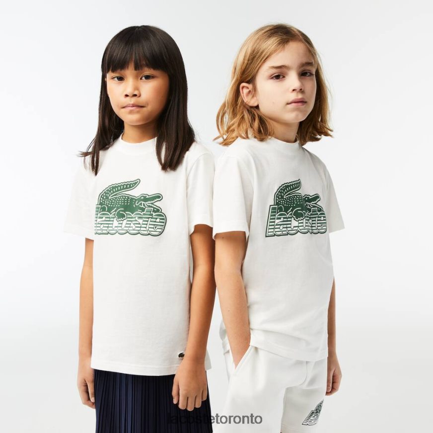 Clothing Lacoste Contrast Print Organic Cotton T-Shirt White Kids Z60BPR3006