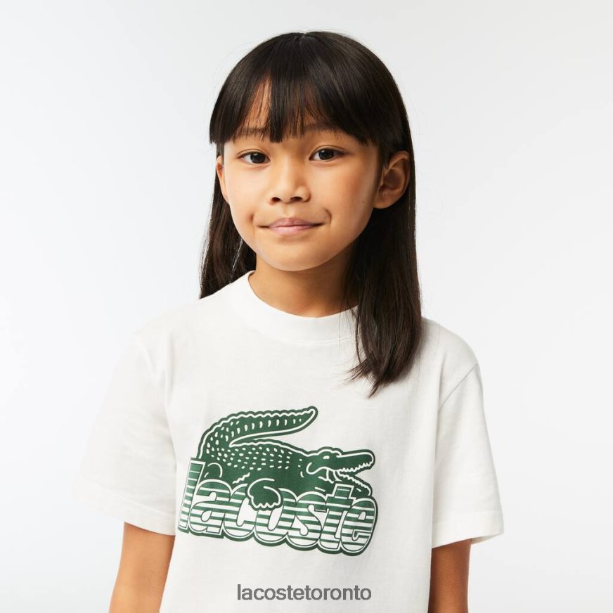 Clothing Lacoste Contrast Print Organic Cotton T-Shirt White Kids Z60BPR3006