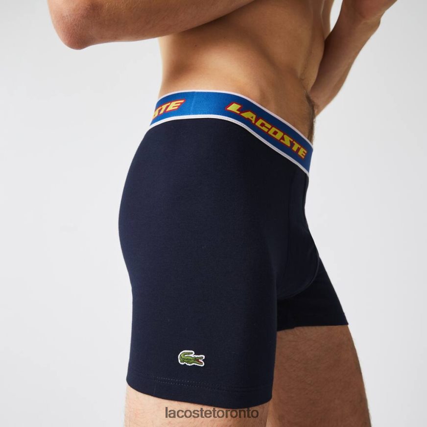 Clothing Lacoste Contrast Waist Boxer Brief 3-Pack Navy Blue/Red/White/Blue Men Z60BPR1565