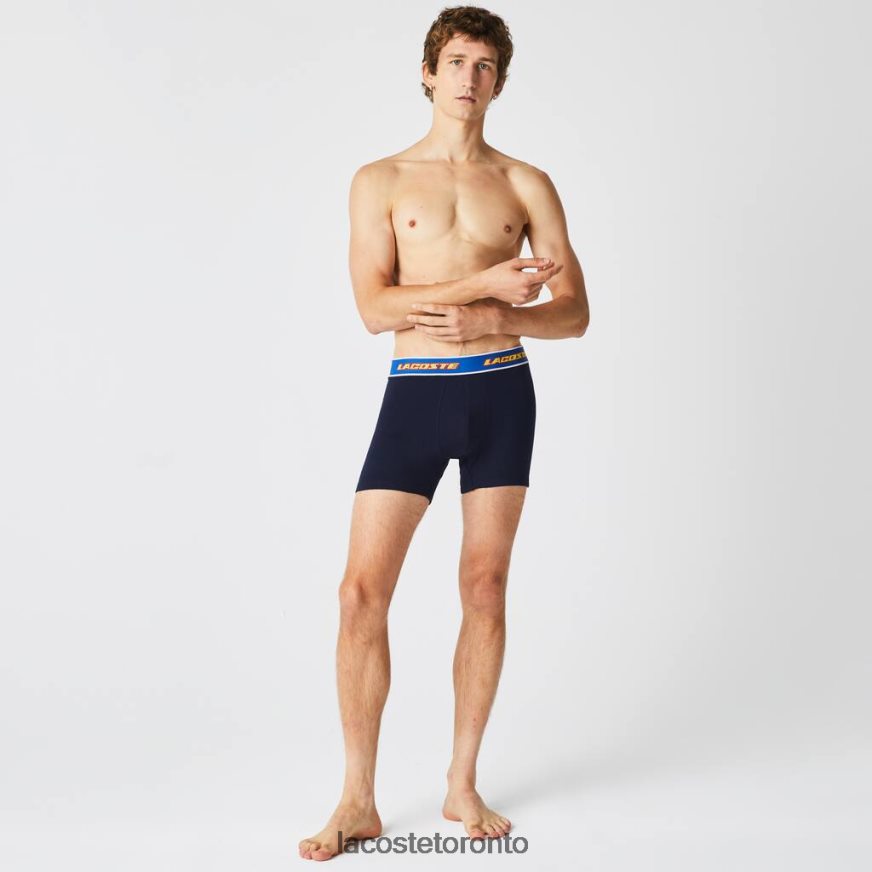 Clothing Lacoste Contrast Waist Boxer Brief 3-Pack Navy Blue/Red/White/Blue Men Z60BPR1565