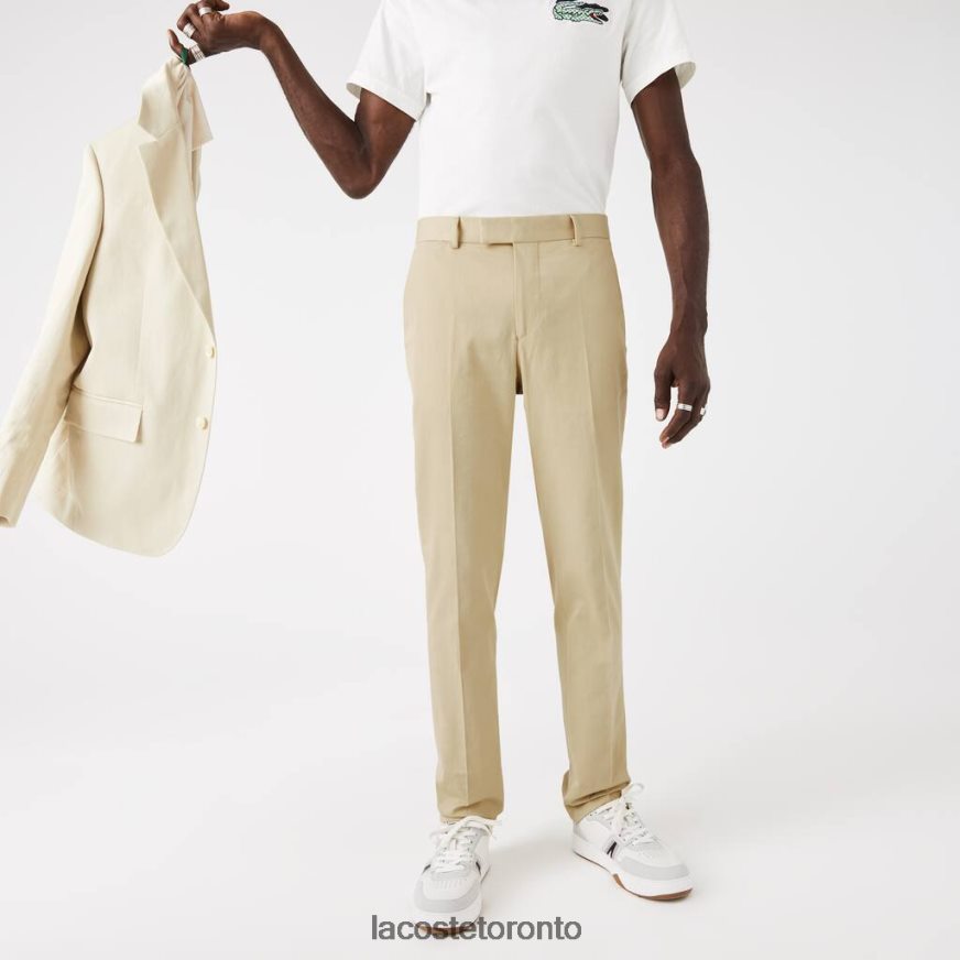 Clothing Lacoste Cotton And Linen Blend Pleated Pants Beige Men Z60BPR1642