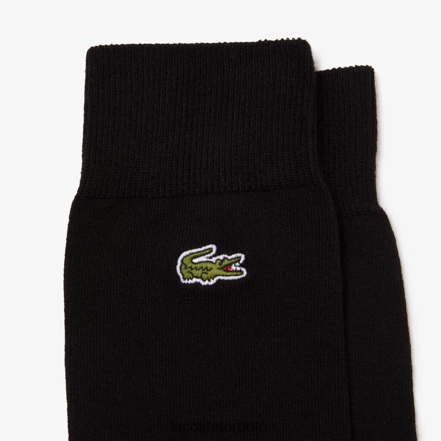 Clothing Lacoste Cotton Blend High-Cut Socks Black Unisex Z60BPR1659