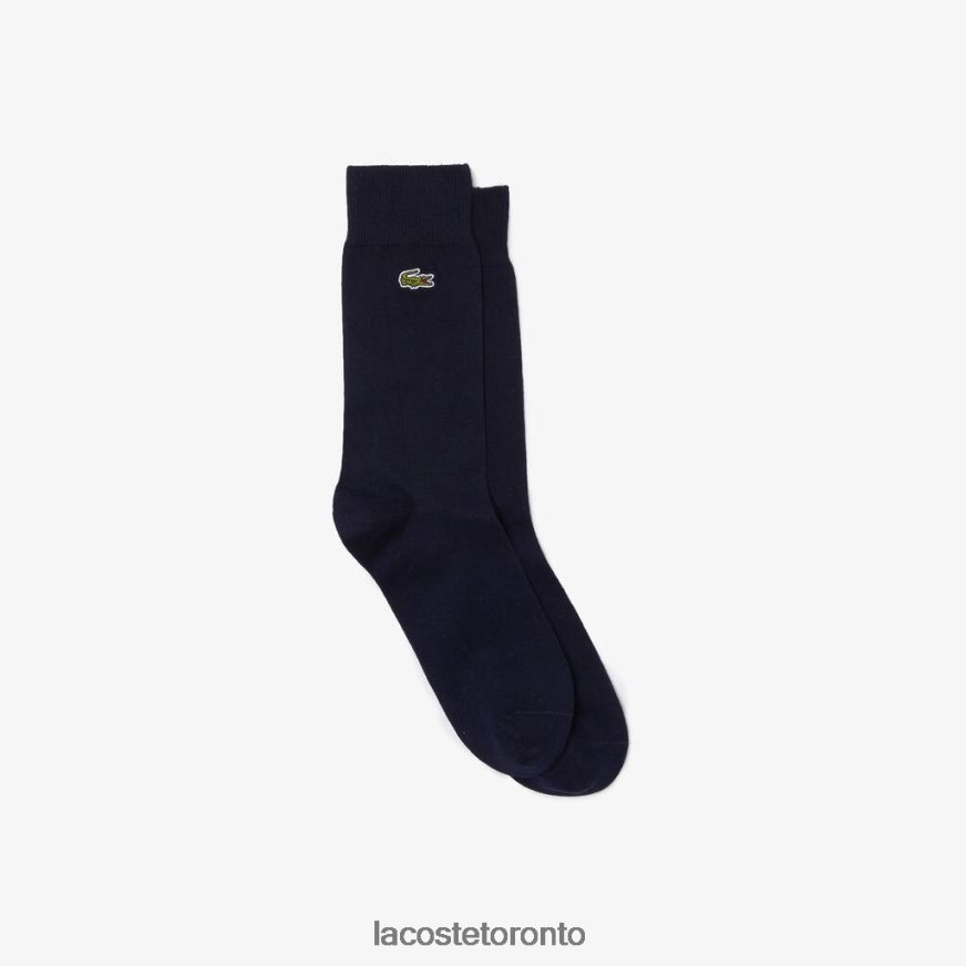 Clothing Lacoste Cotton Blend High-Cut Socks Navy Blue Unisex Z60BPR1657