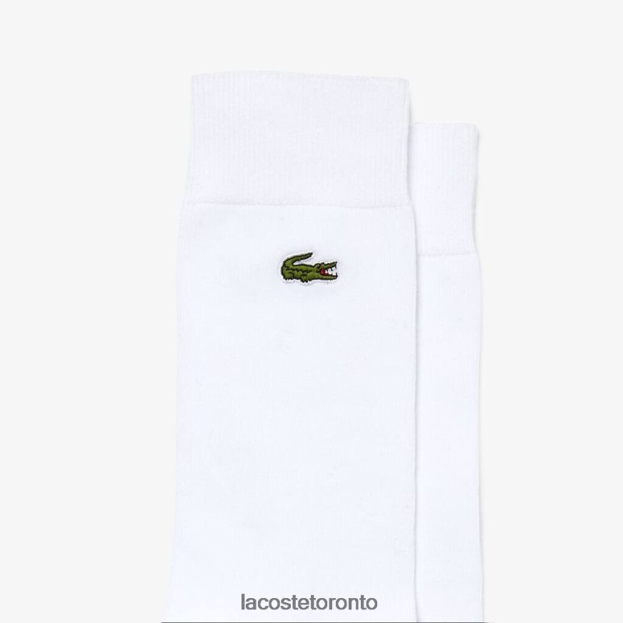 Clothing Lacoste Cotton Blend High-Cut Socks White Unisex Z60BPR1658