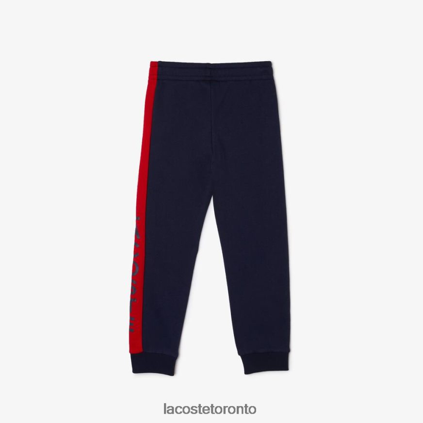 Clothing Lacoste Cotton Fleece Blend Jogging Pants Navy Blue/Red Kids Z60BPR3243