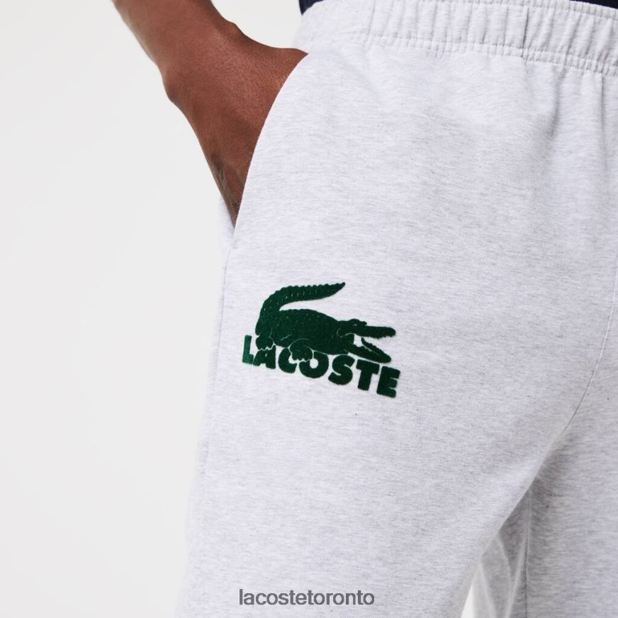 Clothing Lacoste Cotton Fleece Lounge Joggers Grey Chine/Green Men Z60BPR1475