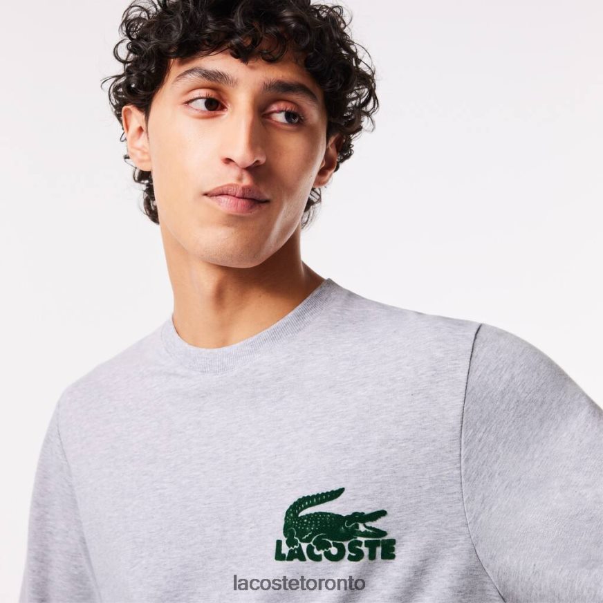 Clothing Lacoste Cotton Fleece Lounge Sweatshirt Grey Chine/Green Men Z60BPR1386