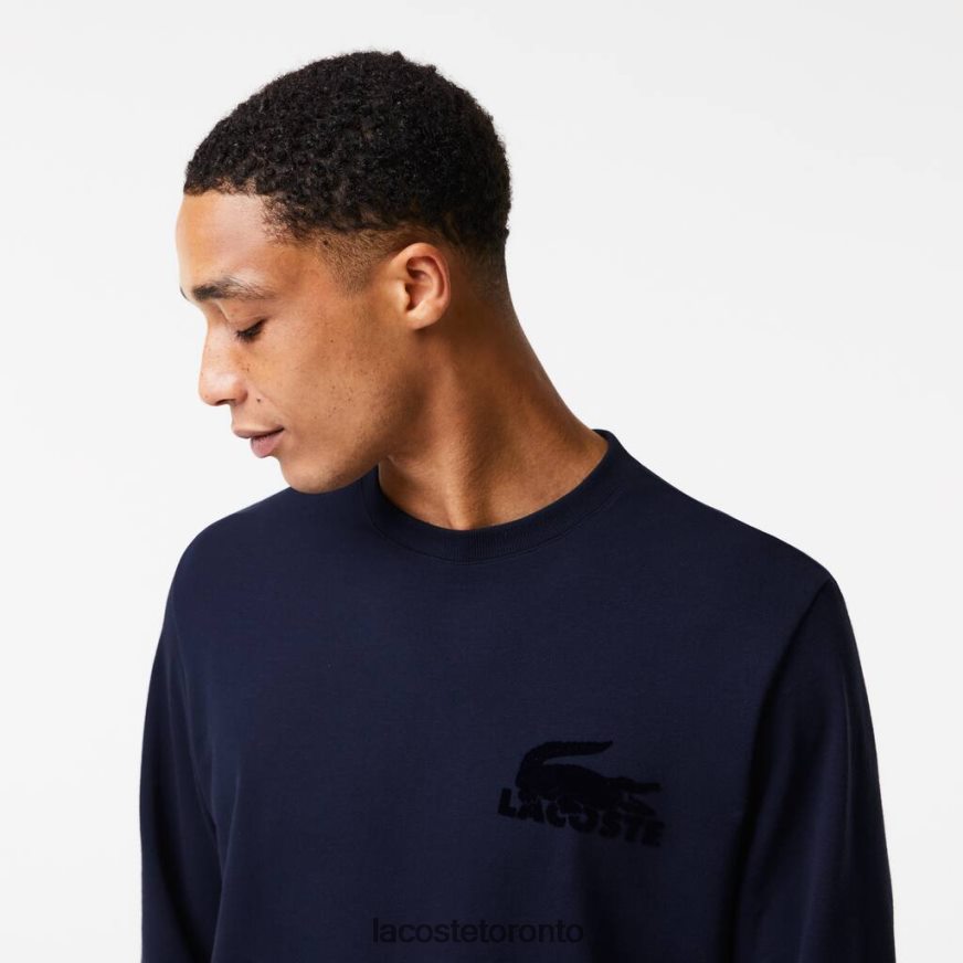 Clothing Lacoste Cotton Fleece Lounge Sweatshirt Navy Blue Men Z60BPR1388