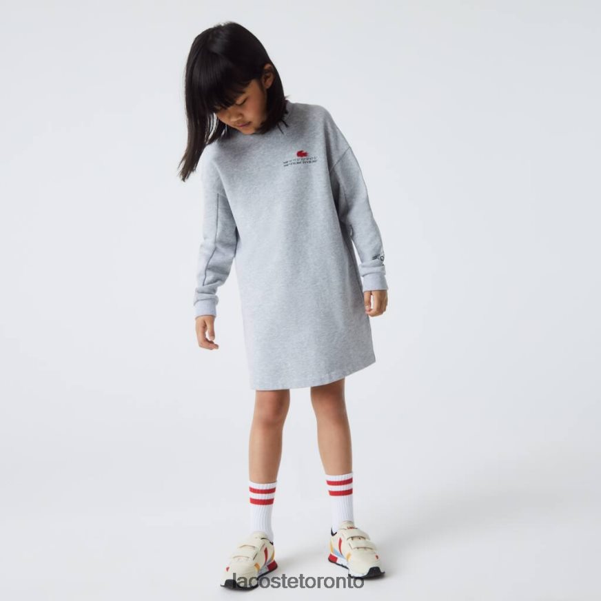 Clothing Lacoste Cotton Fleece Sweatshirt Dress Grey Chine Kids Z60BPR3271