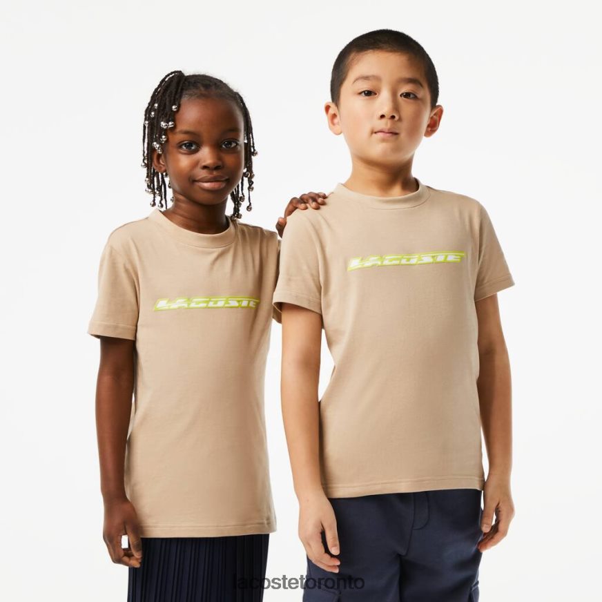 Clothing Lacoste Cotton Jersey T-Shirt with Contrast Marking Beige/Yellow Kids Z60BPR3013