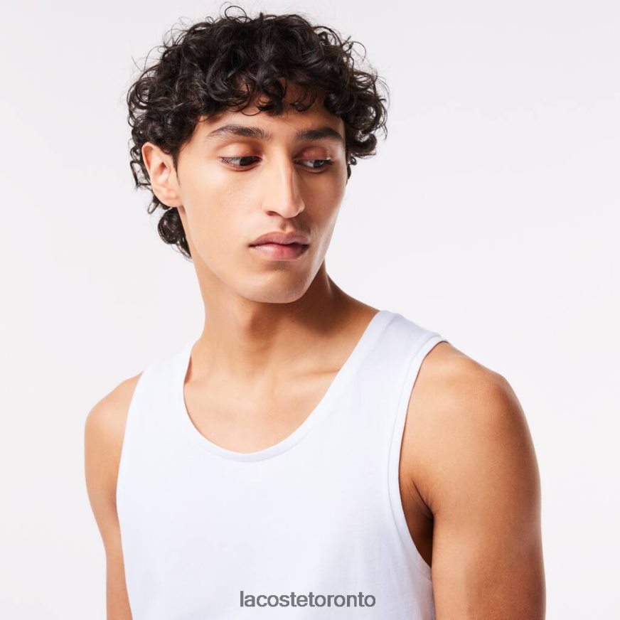 Clothing Lacoste Cotton Tank Top 3-Pack White Men Z60BPR1360