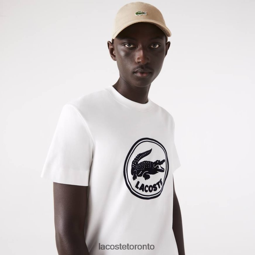 Clothing Lacoste Crew Neck 3D Printed logo Cotton T-Shirt White Unisex Z60BPR906