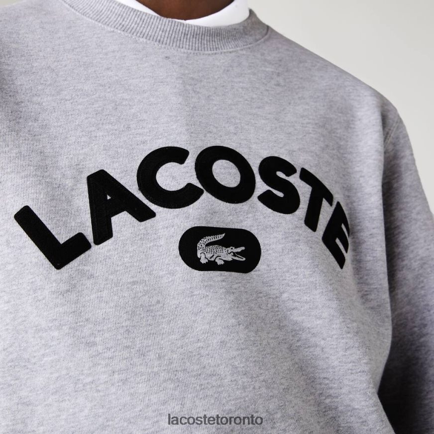 Clothing Lacoste Crew Neck Branded Terry Sweatshirt Grey Chine Men Z60BPR1161