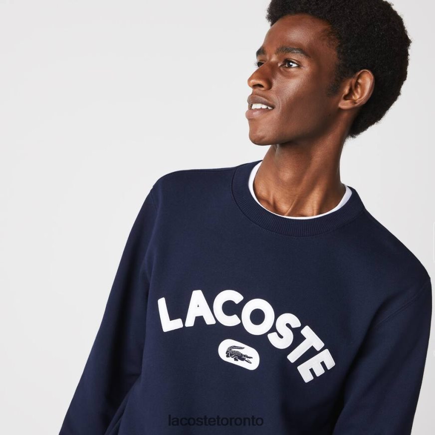 Clothing Lacoste Crew Neck Branded Terry Sweatshirt Navy Blue Men Z60BPR1160