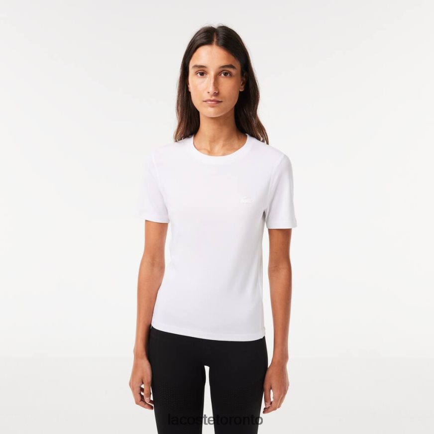 Clothing Lacoste Crew Neck Cotton Blend T-Shirt White Women Z60BPR2563