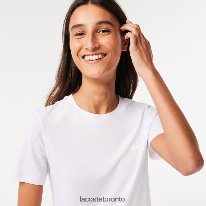 Clothing Lacoste Crew Neck Cotton Blend T-Shirt White Women Z60BPR2563