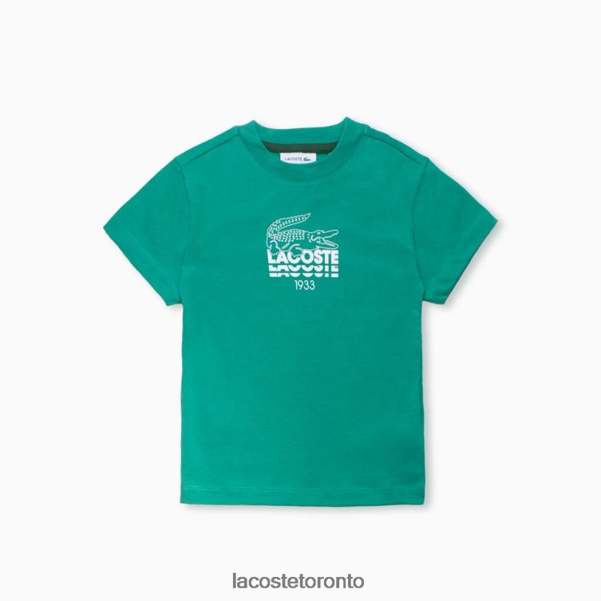 Clothing Lacoste Crew Neck Crocodile Lettering Cotton T-Shirt Green Kids Z60BPR3120