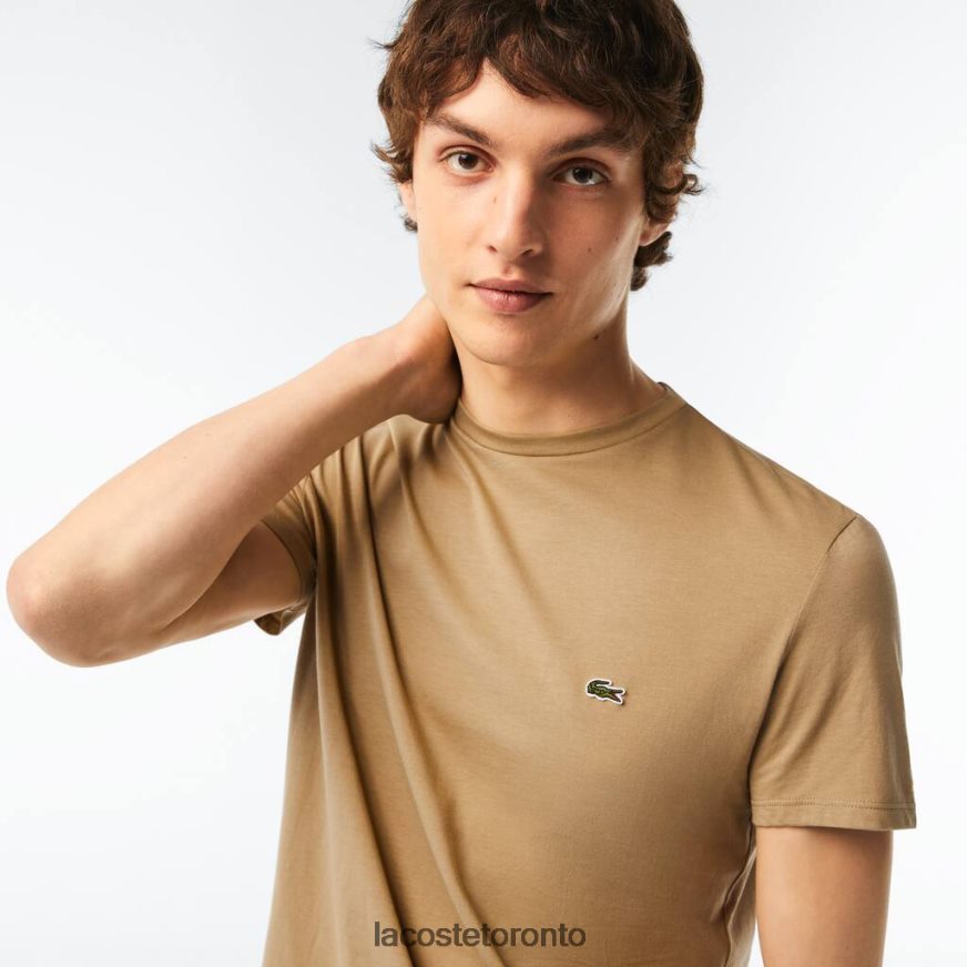 Clothing Lacoste Crew Neck Pima Cotton Jersey T-Shirt Beige Men Z60BPR57