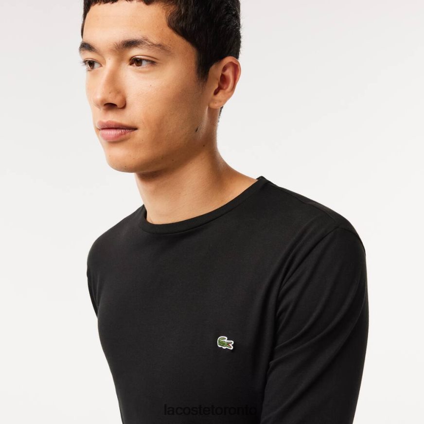 Clothing Lacoste Crew Neck Pima Cotton Jersey T-Shirt Black Men Z60BPR690