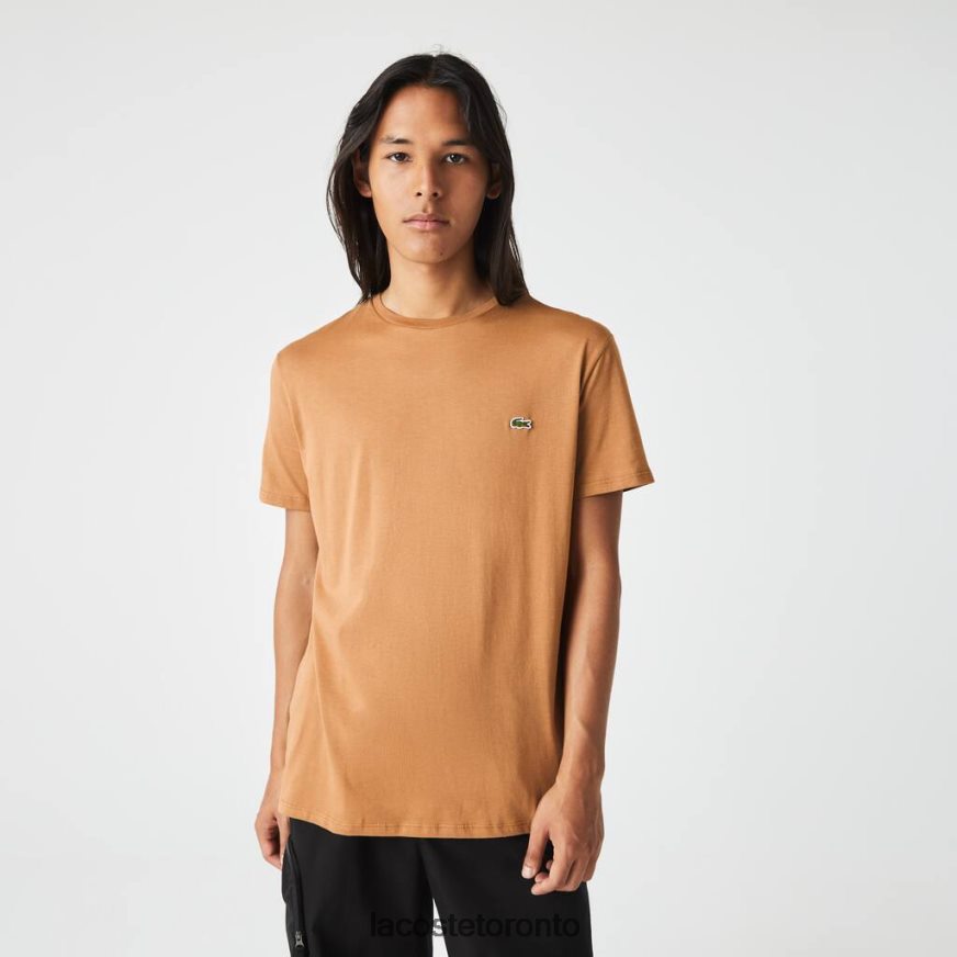 Clothing Lacoste Crew Neck Pima Cotton Jersey T-Shirt Brown Men Z60BPR902