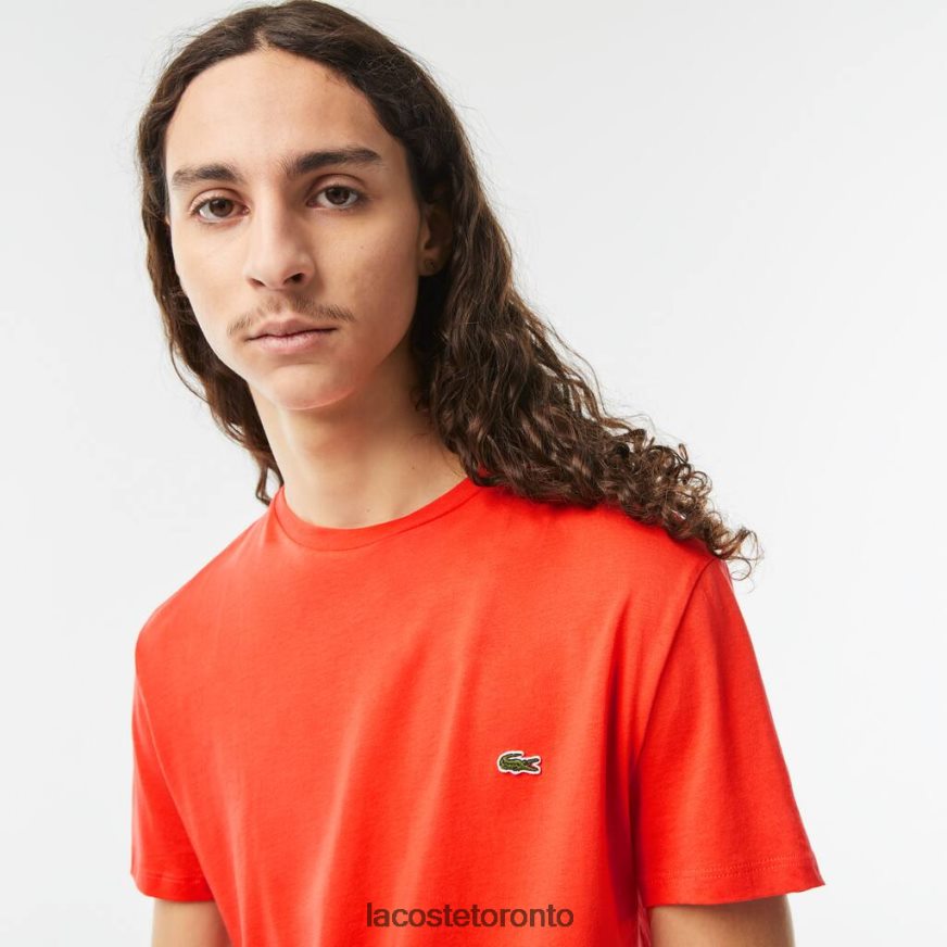 Clothing Lacoste Crew Neck Pima Cotton Jersey T-Shirt Orange Men Z60BPR130