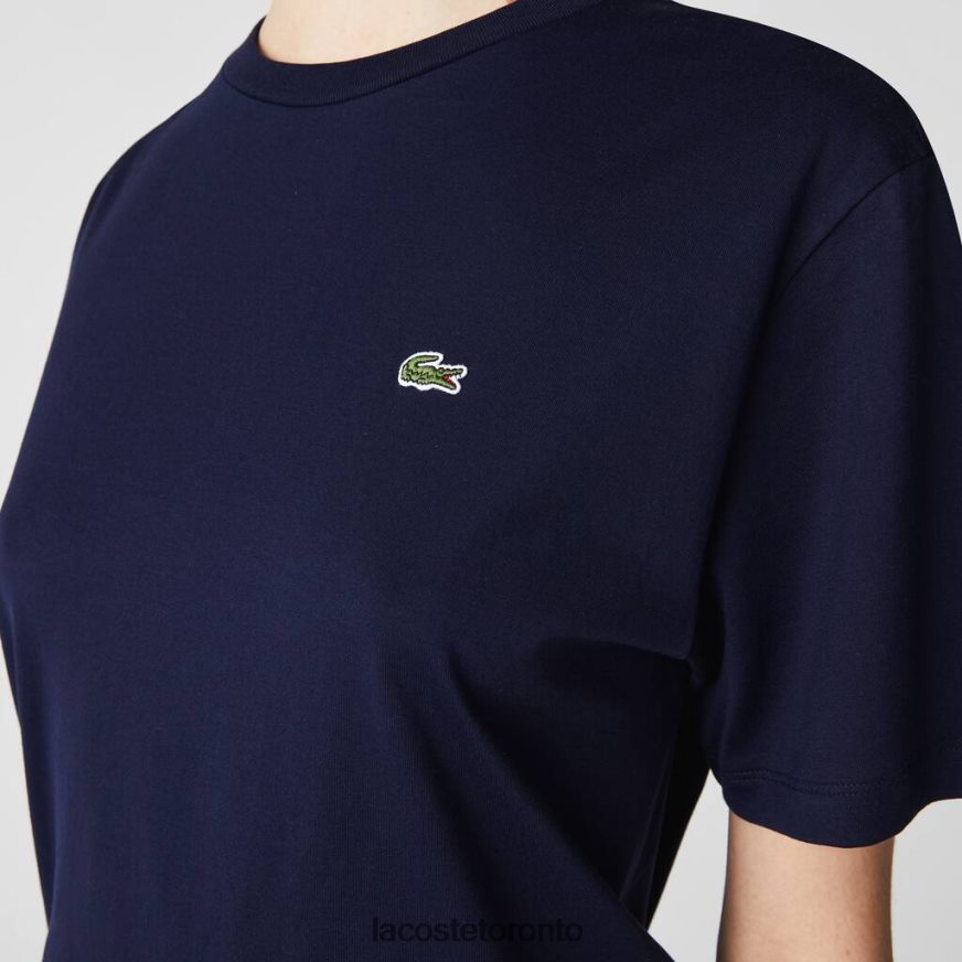 Clothing Lacoste Crew Neck Premium Cotton T-Shirt Navy Blue Women Z60BPR2589