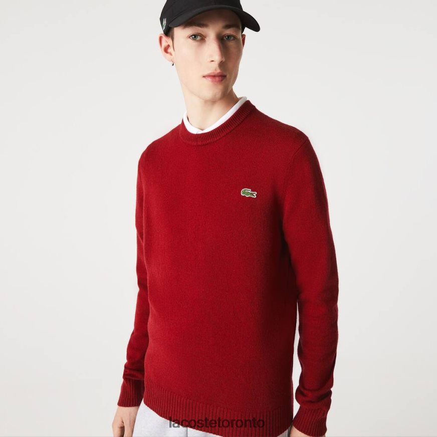 Clothing Lacoste Crew Neck Wool Sweater Bordeaux Men Z60BPR1408