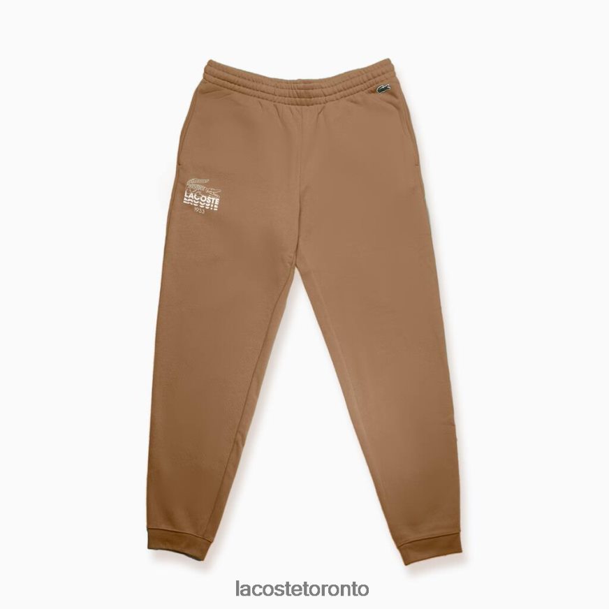 Clothing Lacoste Crocodile Branding Cotton Fleece Jogging Pants Brown Men Z60BPR1093