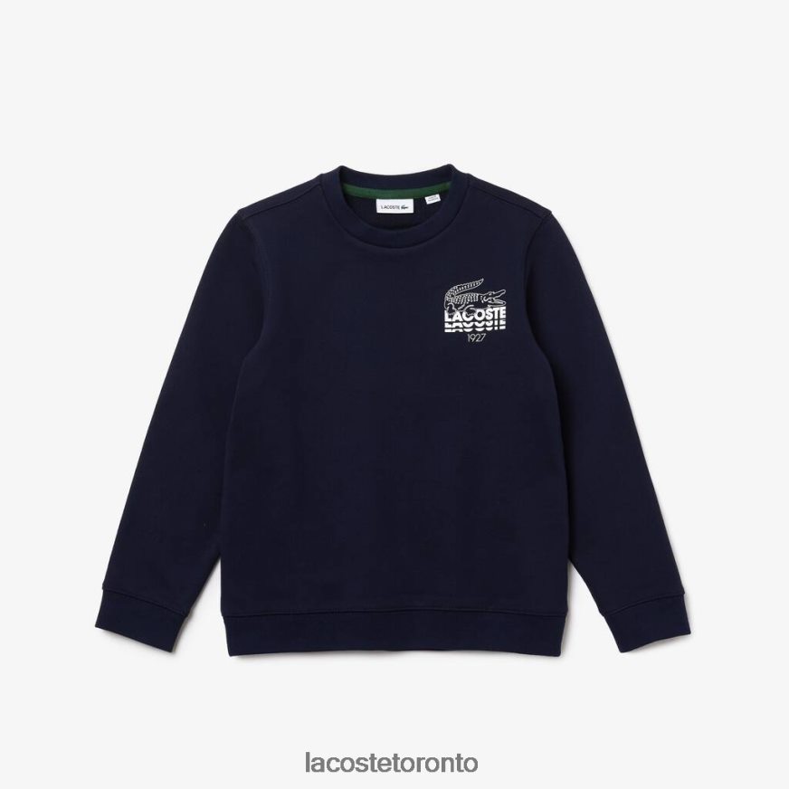 Clothing Lacoste Crocodile Branding Cotton Fleece Sweatshirt Navy Blue Kids Z60BPR3204