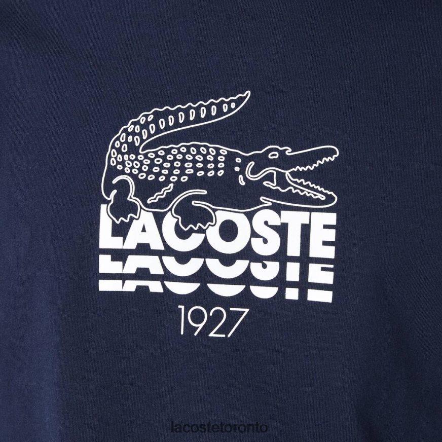 Clothing Lacoste Crocodile Branding Crew Neck Cotton T-Shirt Navy Blue Men Z60BPR1580