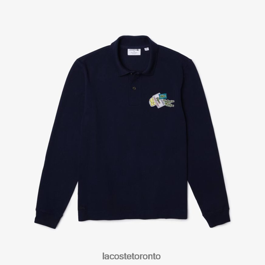 Clothing Lacoste Crocodile Comic Badge Polo Navy Blue Men Z60BPR1261